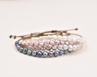 The Crown Pearl Bracelet- hand-spun ROPE collection - waterproof - Tula Blue - one-size-fits-all