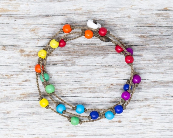 Rainbow Howlite petite WRAP ~ handspun ROPE ~ bracelet ~ anklet ~ necklace ~ hair jewelry ~ versatile ~ minimalist bohemian ~ tula blue