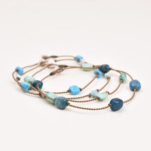 Pebble Princess Anklets / hand-spun ROPE collection / waterproof / life-proof / minimalist beauty / Tula Blue