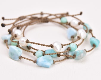 Snow at the Beach Bracelet stack ~ Multiple curated bracelets, rock them your way! hand-spun ROPE by Tula Blue