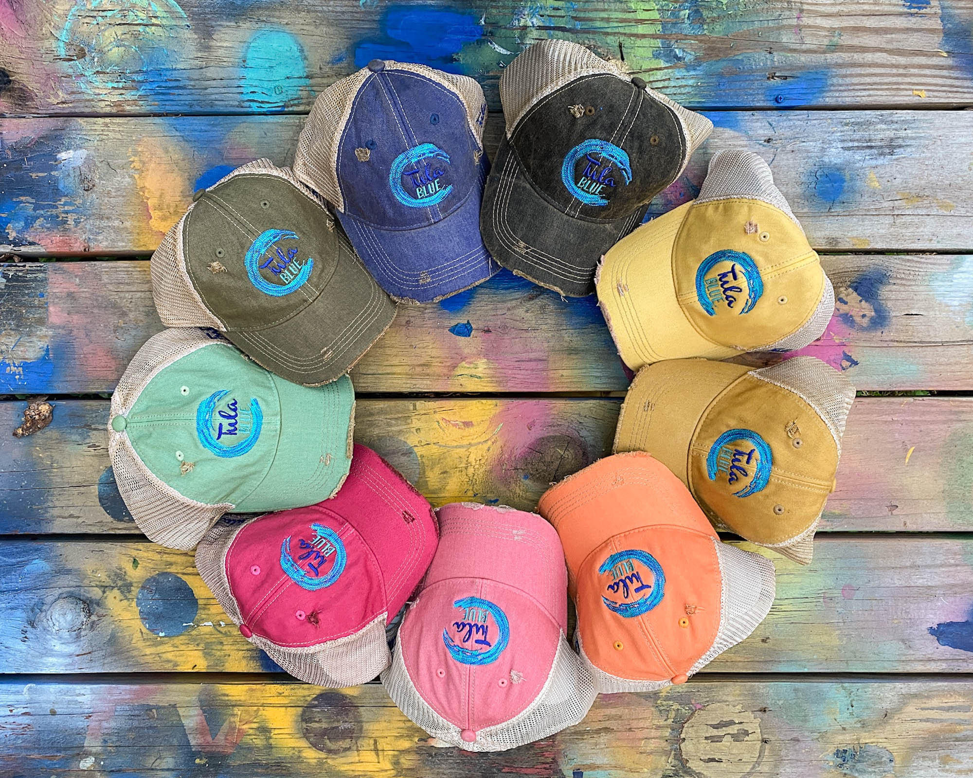 Judith March Blue Tennis Trucker Hat with Yellow Embroidery. NWOT Judith March - Southern charm meets bohemian vibe of the  main image 4
