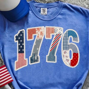 Faux Quilted America 1776 Png, 250 years of Freedom, America Flag Lace PNG, Vintage Patchwork Patriotic, 4th of July, Cottagecore USA Flag