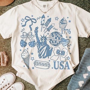 Coqueta americana retro PNG, Preppy 4 de julio PNG, Día de los Caídos Femenino PNG, Vintage USA PNG, Día de la Independencia PNG, Tierra de la Libertad