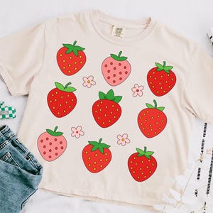 Floral Strawberries png, Strawberry png, Strawberry festival png, Berry png, Summer png, Strawberry Shirt Png, Retro Strawberry