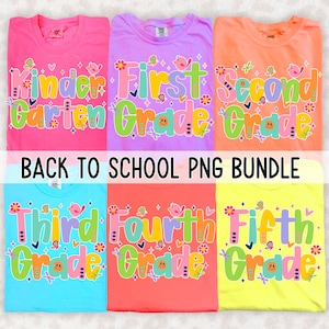 Back to School Bundle PNG, Preppy Teacher First Day of School Shirt Design, Colorful Coquette Sublimation, Pre-k 1st/2nd/3rd/4th Grade