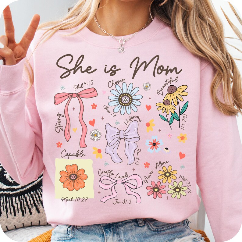 She is Mom Png, Christian Mama Png, Boho Floral Mama Png, Retro Mama Png, Bible Verses Png, Wildflower Mama Png, Mother’s Day Gift Png