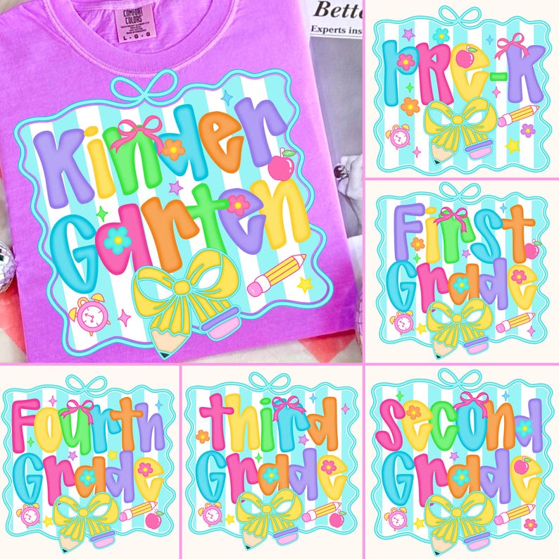Preppy Back to School Bundle PNG, Coquette Teacher First Day of School ...