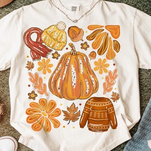 Glitter Fall Floral Pumpkin, Autumn Pumpkin Acorn Leaves, Retro Fall Png, Fall Flower Pumpkin, Fall Sublimation, Autumn Pumpkin Shirt Design