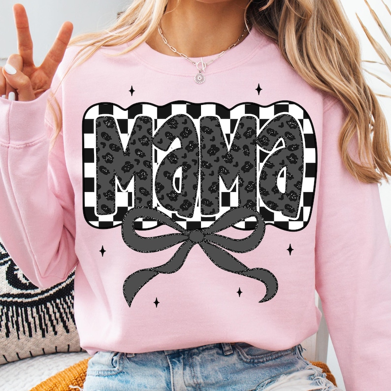 Retro Mama Checkered Bow Png, Mama Bow Png, Coquette Mama Leopard png, Mama Png, Black And White Mama, Mother’s Day Png
