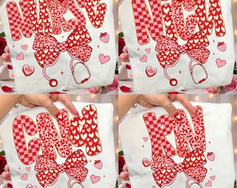 Preppy Nurse Valentine Glitter Png, Nicu RN CNA Valentine Png, Leopard Checkered Valentine png, Heart Valentine Nurse Png, Love Nurse Png