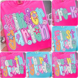 Preppy Back to School Bundle PNG, Kokette Lehrer Erster Schultag Shirt Design, Girly karierte Sublimation, Pre-k 1st / 2nd / 3rd Grade