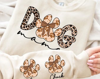 Custom Dog Mama Leopard Sleeve Design PNG, Dog Mama Png, Dog Lover Png, Mom Life Png, Dog Coquette Png, Dog Mama Shirt Png, Dog Gifts