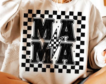 Retro Mama a scacchi PNG, Retro Mama Png, Festa della mamma, Mama design maglietta Png, Retro Mama a scacchi Png, Mama fulmine png
