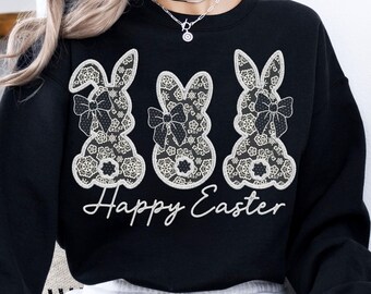 White Lace Bunny Coquette Bow Png, Happy Easter Png, Spring Png, Lace Easter Coquette Png, Faux Embroidery, Easter Png, Lace Bow Bunny Png