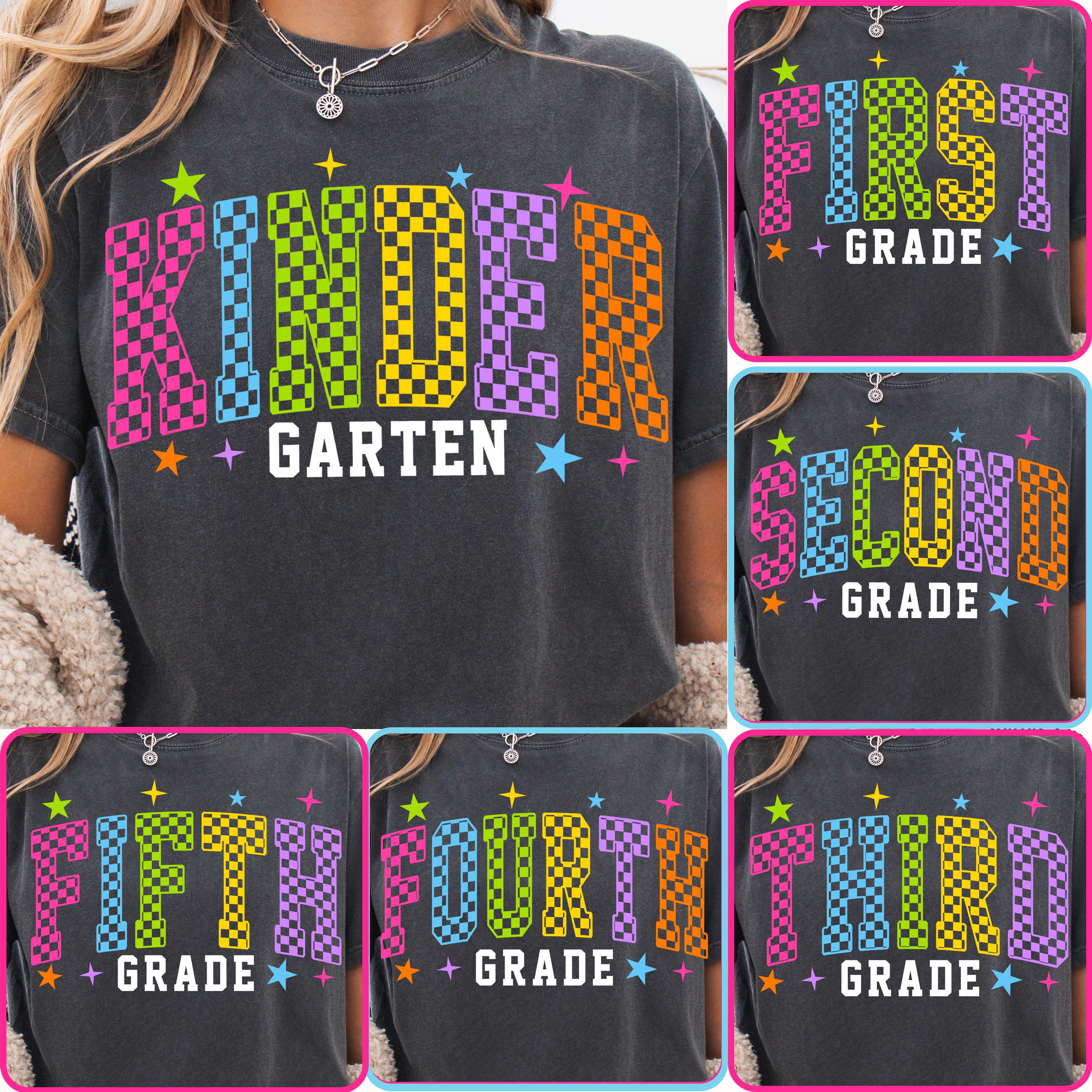 Retro Back to School PNG Neon Distressed Bundle, Coquette Kindergarten Pre-K 1st 2nd 3rd 4th Grade Png, Girly Pink Bow, Hand Drawn,Colorful