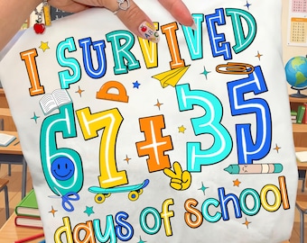 Checkered 100 Days Of School PNG, 100th Day of School Png, Funny 6 7 School Png, I Survived 100 Days of School Png, School Boy Png