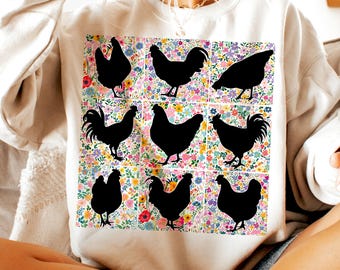 Retro Boho Floral Chicken Farm Png, Chicken Floral Png, Spring Flowers Png, Chicken Png, Chicken Lovers Gift, Chicken Mama Png, Sublimation