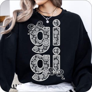 Lace Gigi Coquette Png, Gigi png, Floral Gigi Png, Floral Lace Bow Png, Mothers Day Png, Gigi lace embroidery png, Gigi Gift, Gigi design