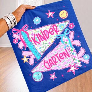 Pack PNG néon preppy rentrée scolaire, fanions, rayures vichy bleues, clipart du CP au CM2, écolier/écolière sublimée image 5