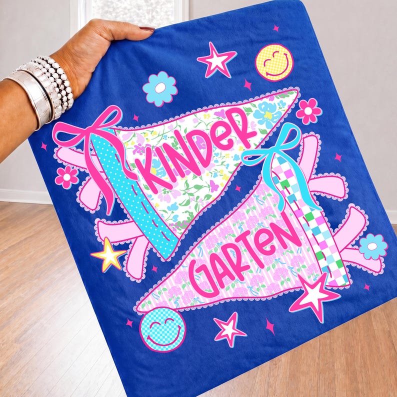 Pack PNG néon preppy rentrée scolaire, fanions, rayures vichy bleues, clipart du CP au CM2, écolier/écolière sublimée image 5
