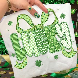 PNG de la suerte del Día de San Patricio, PNG de lazo verde de la suerte, diseño de trébol de la suerte, PNG lindo de San Patricio, PNG de trébol de la suerte, PNG de la suerte preppy, San Patricio imagen 4