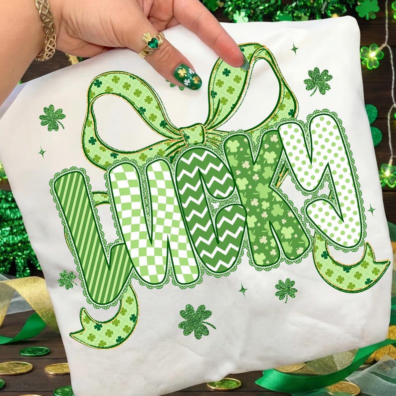 PNG de la suerte del Día de San Patricio, PNG de lazo verde de la suerte, diseño de trébol de la suerte, PNG lindo de San Patricio, PNG de trébol de la suerte, PNG de la suerte preppy, San Patricio imagen 4