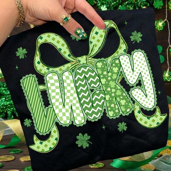 Lucky PNG St Patrick’s Day, Green Lucky Bow PNG, Shamrock Lucky Design, Cute St Patrick png, Lucky Clover PNG, Preppy Lucky png, St Patricks