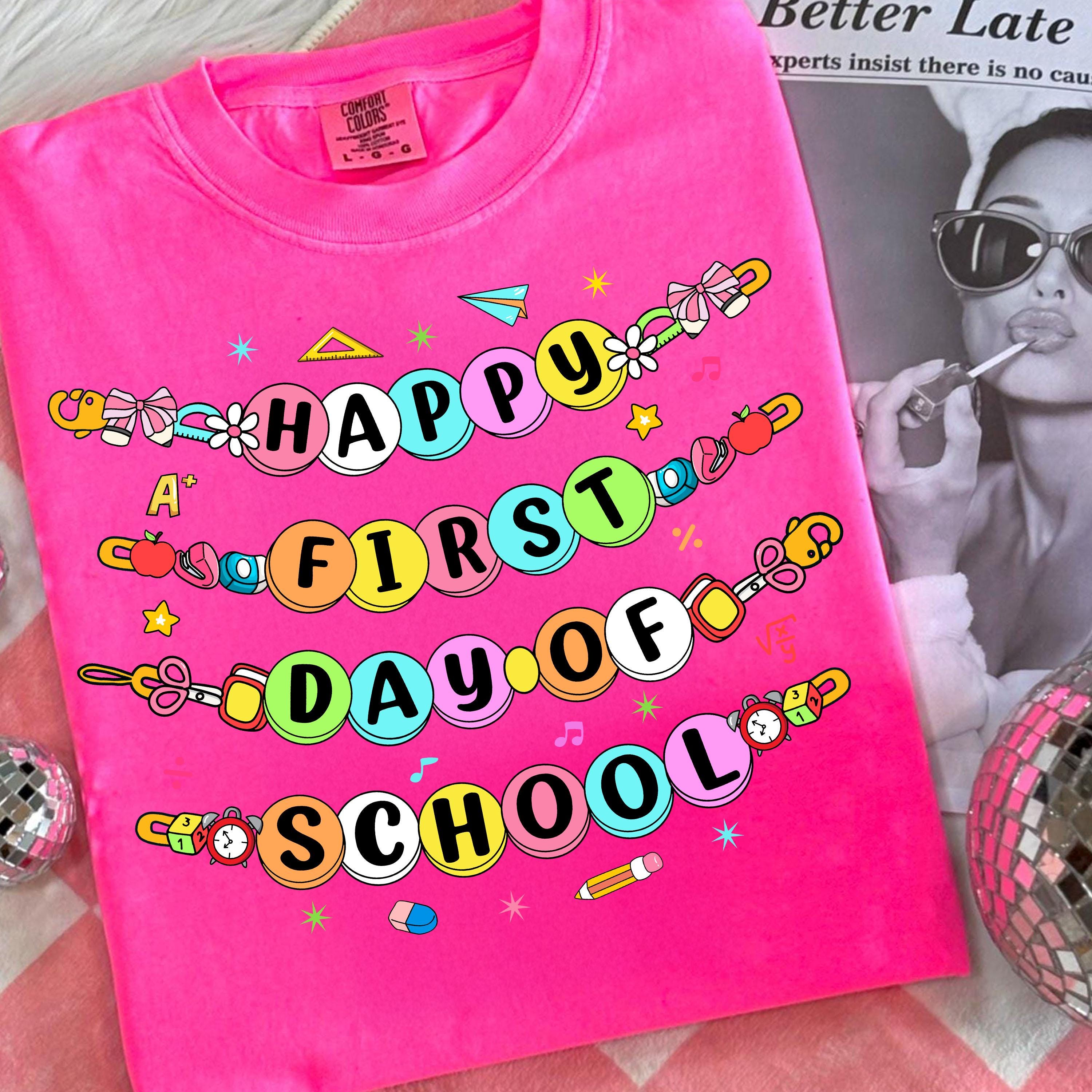 Happy First Day Of School Bracelet Png, Back To School Png, Teacher PNG, Preppy Back To School Png, School Png, Teacher Shirt Png