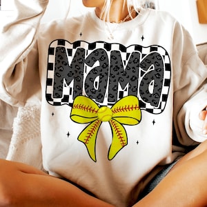 Retro Softball Mama PNG, Softball Mama Png, Softball Coquette Png, Spieltag Softball Bogen Png, Checker Softball Png, Softball Mama Png