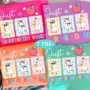 Back to School Goose PNG Bundle, Coquette Teacher First Day of School Shirt Design, Preppy Floral Sublimation, Pre-k 1st/2nd/3rd/4th Grade
