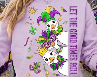 Funny Mardi Gras Goose PNG, Let The Good Times Roll Png, Coquette Mardi Gras Shirt Design, Fat Tuesday Fleur De Lis Png, Mardi Gras 2026