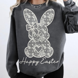 White Lace Bunny Coquette Bow PNG, Easter png, Lace Bow Bunny Png, Happy Easter Png, Spring png, Lace Easter Coquette Png, Faux Embroidery