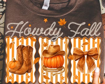 Retro Western Fall Png, Howdy Pumpkin Coquette Bow Png, It's Fall Y'all Png, Fall Cowboy Boots Png, Retro Fall Autumn Png, Country Fall Png