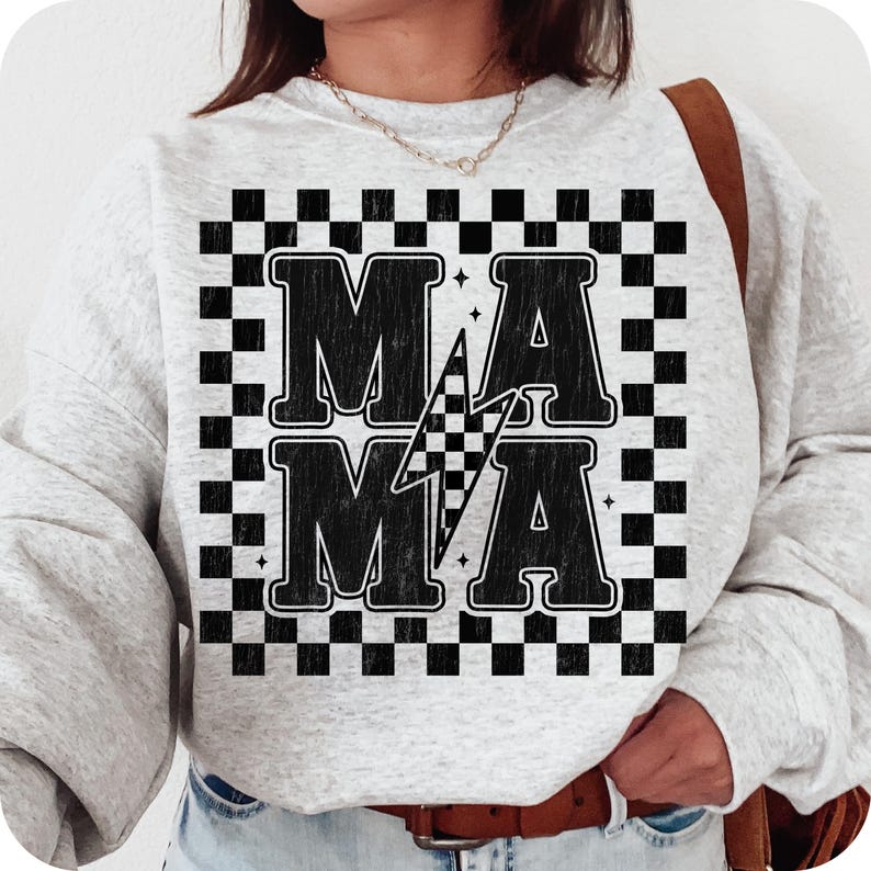 Mama Retro Checkered PNG, Retro Mama Png, Mothers Day, Mama shirt design Png, Retro Mama Checker Png, Mama lightning bolt png