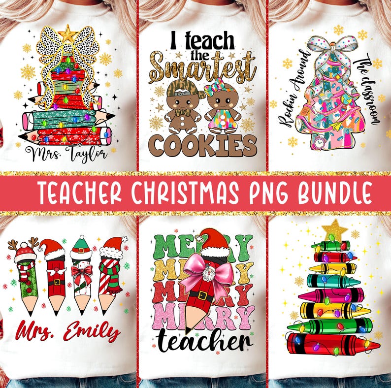 Teacher Christmas Png Bundle, Teacher Christmas Png, Christmas Teacher ...