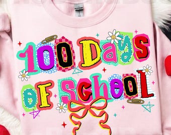 Happy 100 Days Of School png, School doodles png, Retro Teacher png, Colorful Pencil Coquette Png, School Teacher Png, Teacher 100 Days Png