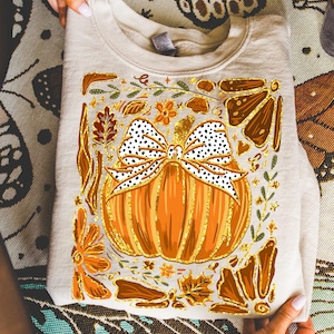 Glitter Fall Floral Pumpkin, Boho Autumn Pumpkin Png, Retro Fall Png, Floral Fall Pumpkin Png, Fall Sublimation, Autumn Pumpkin Shirt Design