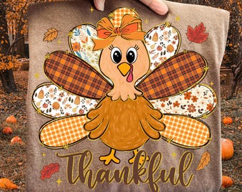Turkey Thanksgiving Coquette Png, Floral Fall Coquette Bow Girly Turkey Sublimation, Autumn Png, Glitter Thanksgiving Kids Shirt Design