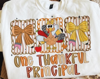 Preppy One Thankful Principal Png, teacher coquette pencil png, Crayon pencil apple turkey png, Teacher Thanksgiving Turkey Png,Thanksgiving