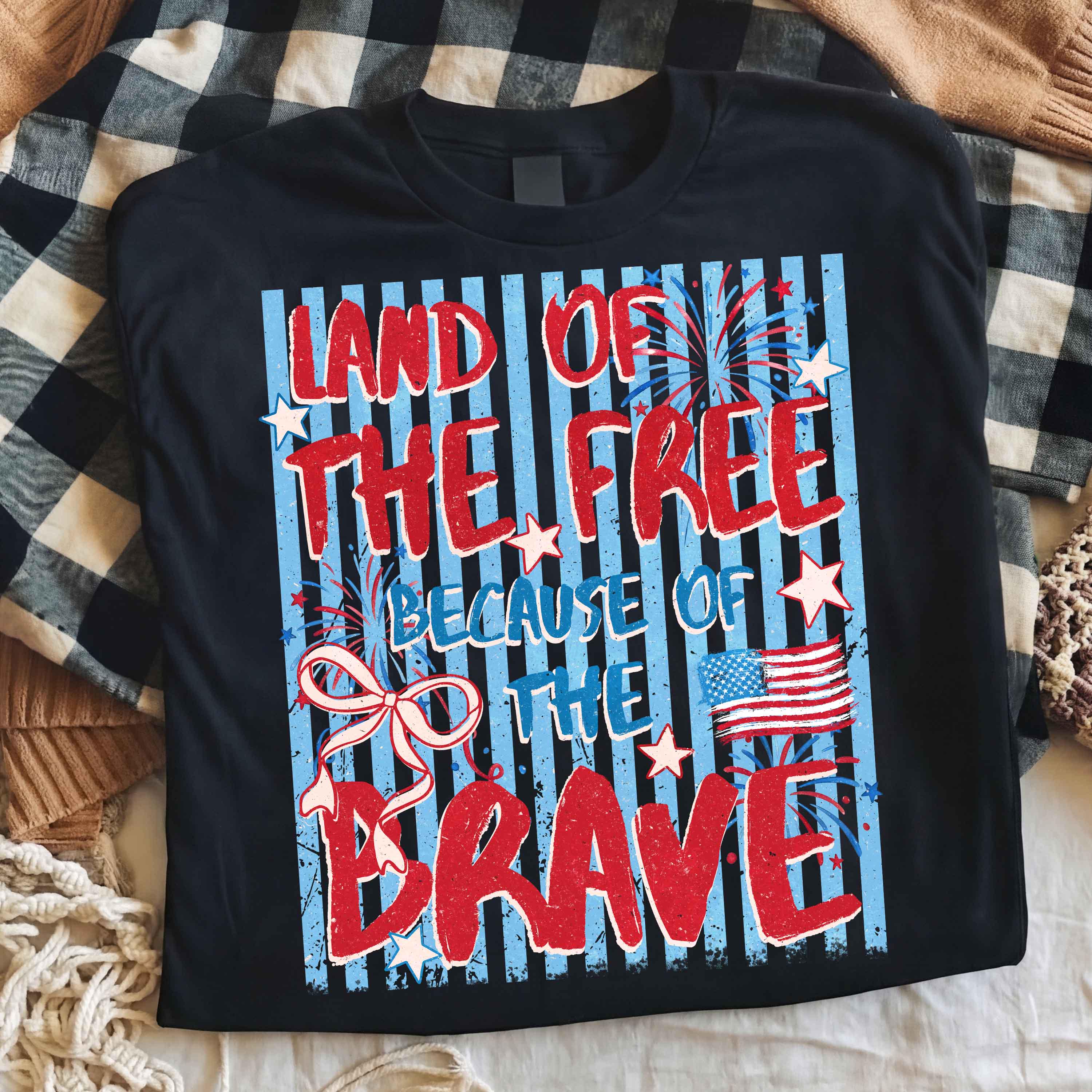 Land of the Free Because of the Brave Png, Retro 4th of July Png ...