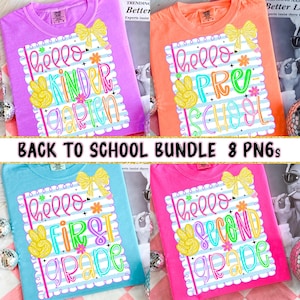 Preppy Back to School Bundle PNG, Kokette Lehrer Erster Schultag Shirt Design, Girly karierte Sublimation, Pre-k 1st / 2nd / 3rd Grade