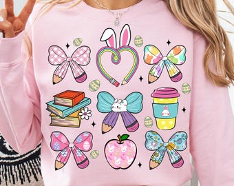 Teacher Easter Coquette Png, Easter Teacher Png, Happy Easter Png, Hoppy Teacher Easter Shirt Design, Teacher Bunny Png, Easter Bunny Png