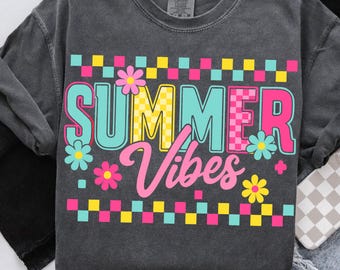 Summer Vibes PNG, Checkered Summer PNG, Retro Summer Png, Beach Png, Hello Summer Png, Summer Checkered Png, Retro Floral Summer Png
