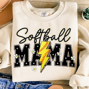 Softball Mama Varsity PNG, Softball Mama Png, Softball Png, Softball Lightning Png, Sublimation Softball Png, Softball Mom, Instant Download