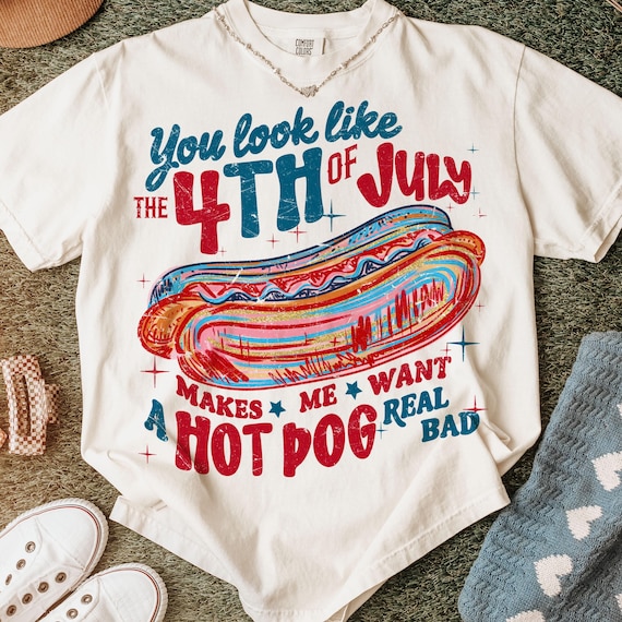 You Look Like the 4th of July PNG, Retro America Hot dog Png, Brushstroke 4th July Png, USA Png, Fourth of July Png, Independence Day Png