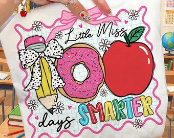 Little Miss 100 Days Smarter png, Kids Design png, Colorful Pencil Coquette Png, Retro Teacher png, School Teacher Png, Teacher 100 Days Png