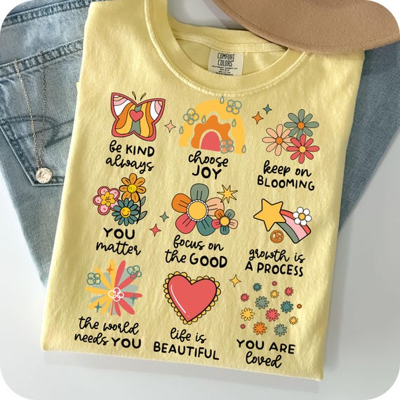 Positive doodle floral PNG, Mental Health png, inspirational png, Flowers png, affirmations png, Floral Png, boho png, sublimation design