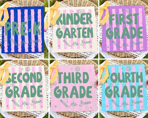 Teacher Grade Level PNG Bundle, Back to School Sublimation Design, Preschool to 5th Grade Clipart, Teacher Team Shirt PNG, Teacher Gift
