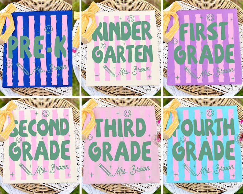 Teacher Grade Level PNG Bundle, Back to School Sublimation Design, Preschool to 5th Grade Clipart, Teacher Team Shirt PNG, Teacher Gift image 1