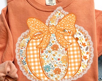 Preppy Floral Fall Pumpkin png, Pumpkin Lace png, Trendy Fall png, Autumn png, Coquette Fall png, Pumpkin Spice Png, Tis The Season